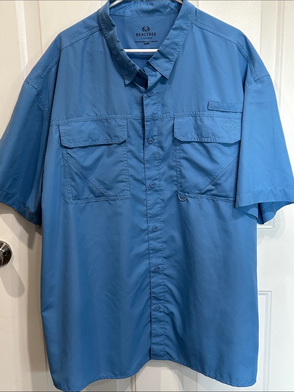 Realtree Men's Blue Short Sleeve Button Up Fishing Shirt Size 3XL